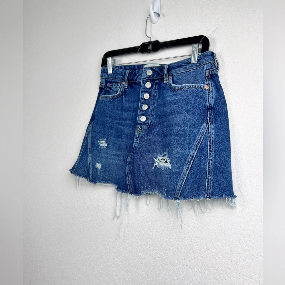 WE THE FREE Button Fly Denim Mini Skirt Size 29